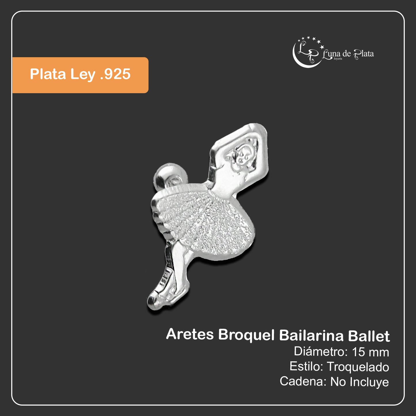 LPBR093 Aretes Broquel Bailarina Ballet en Plata .925 Taxco 2094859721