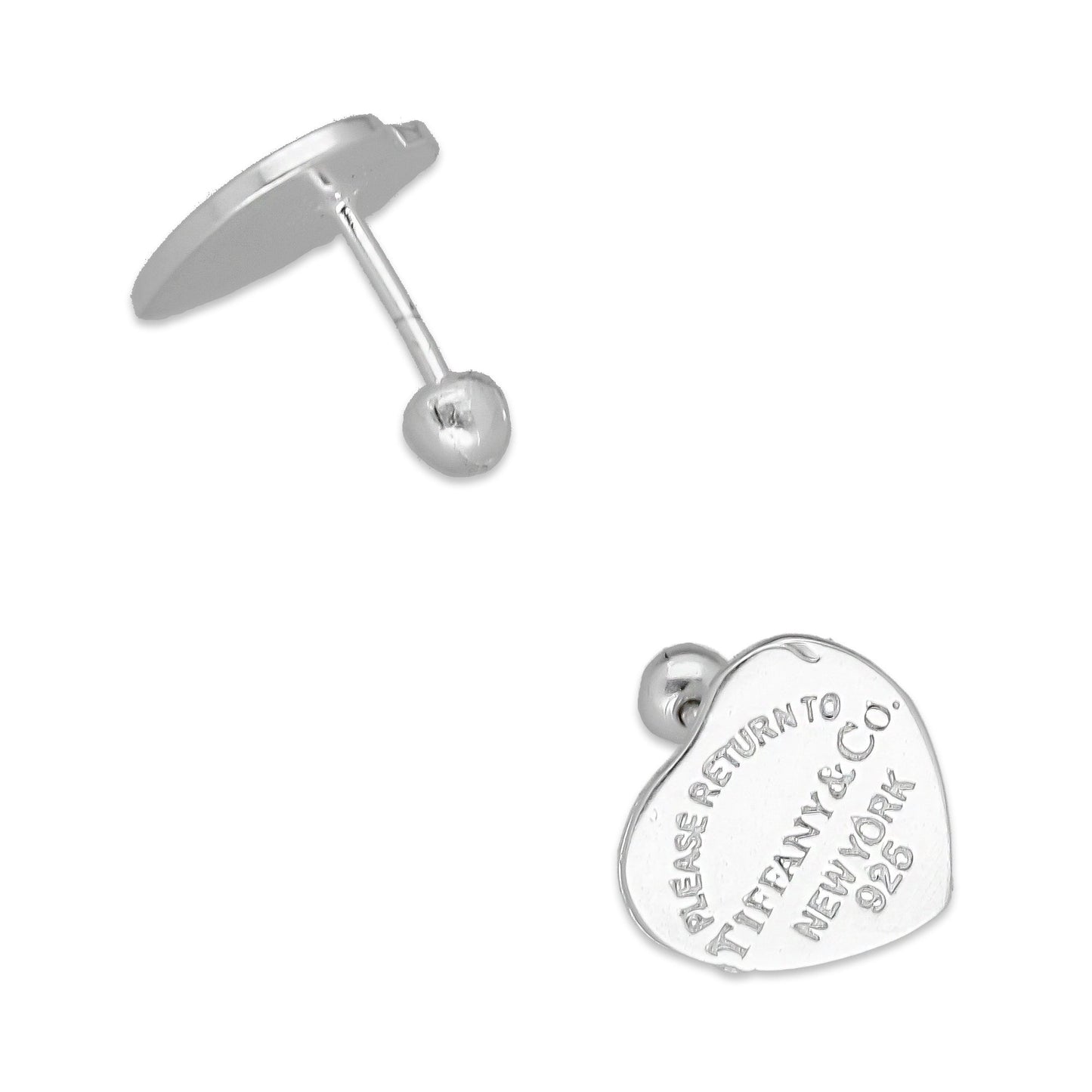 LPBR098 Arete Broquel Tiff Azul Cielo Esmalte 11 mm en Plata .925 Taxco