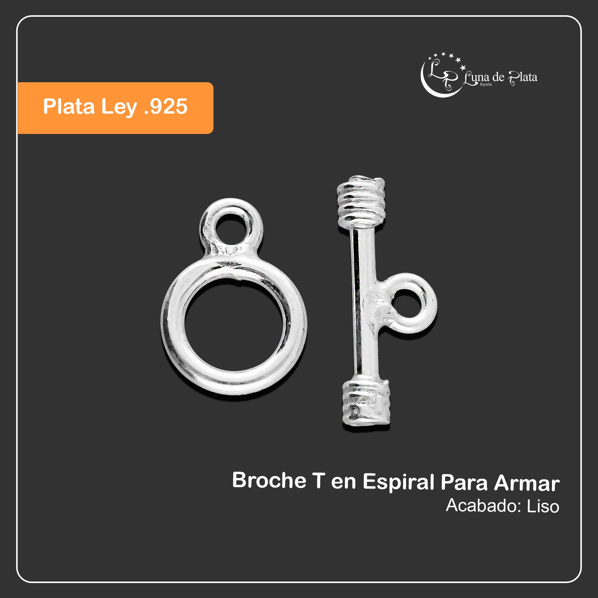 LPBRO001 Broche T en Espiral Para Armar en Plata .925 2947846112