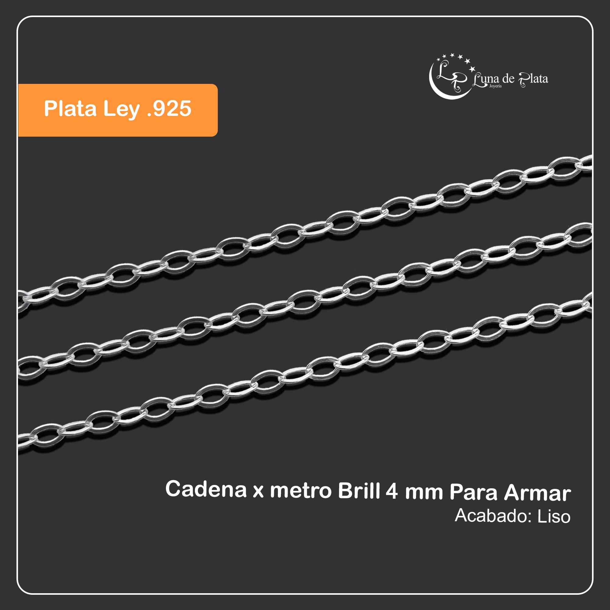 LPCAD008 Cadena x metro Brill 4 mm Para Armar Plata .925 5781015928