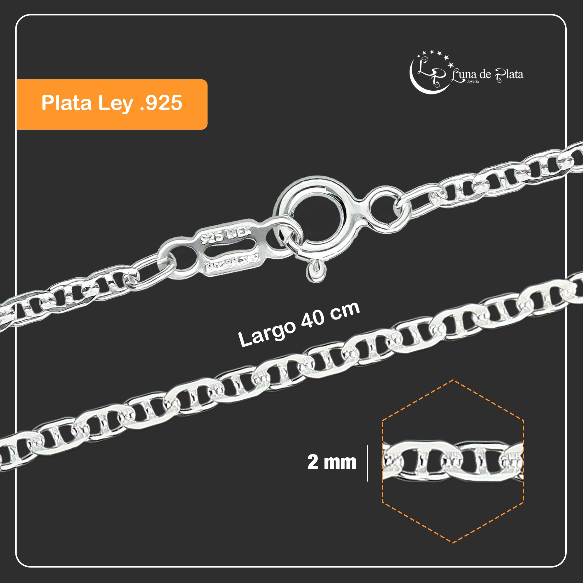 LPCU003-40 Cadena Ancla Plana Diamantada 2 Mm X 40 684568174