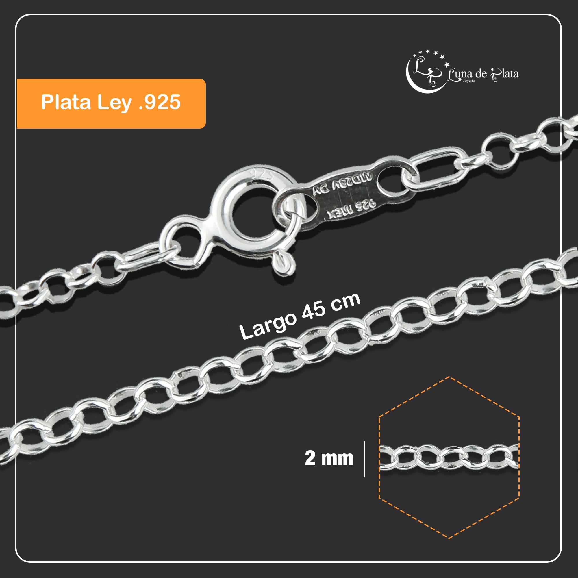 LPCU015-45 Cadena Modelo Rolo 2 Mm X 45 Cm 755741222