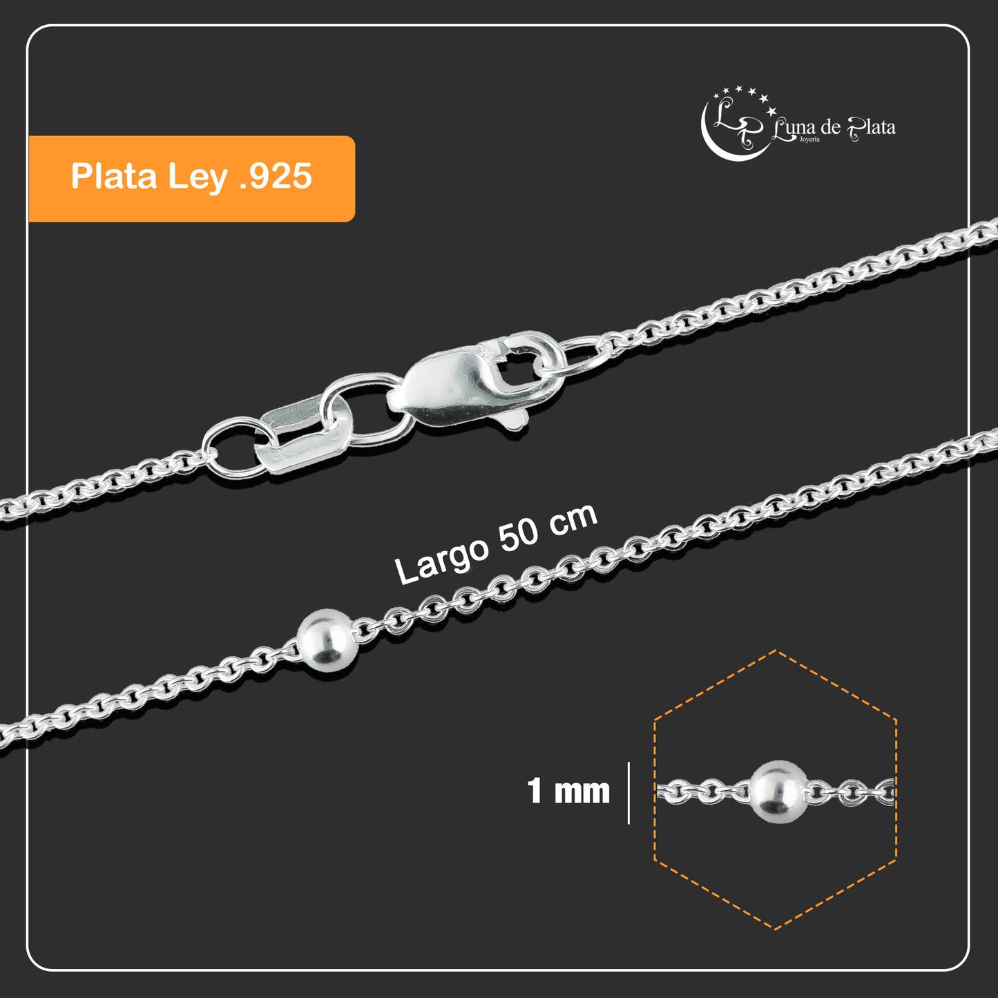 LPCU019-50 Cadena Viviana Bolitas 50 Cms 749289504