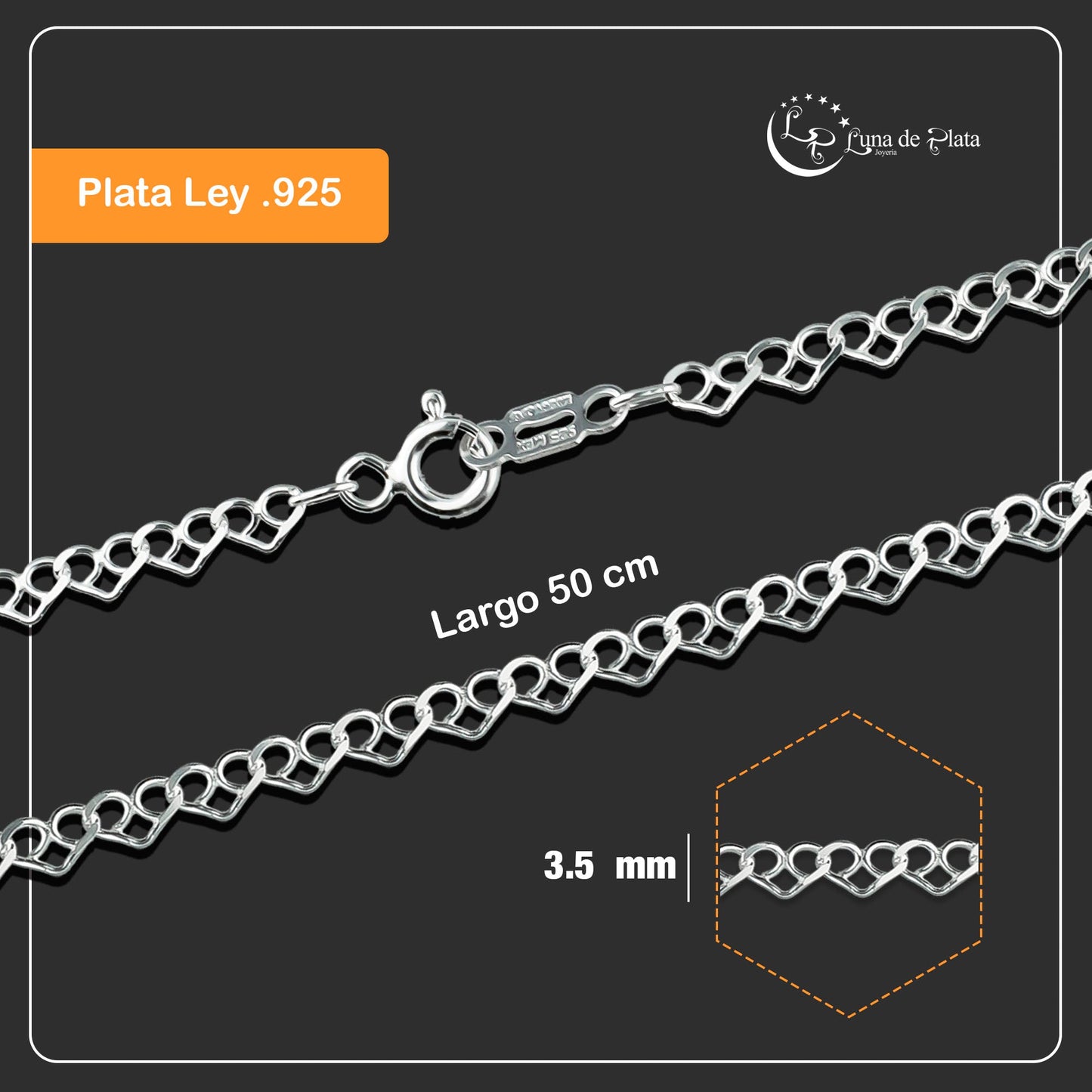 LPCU021-50 Cadena Modelo Love Plana 3.5 Mm X 50 Cm 755751943