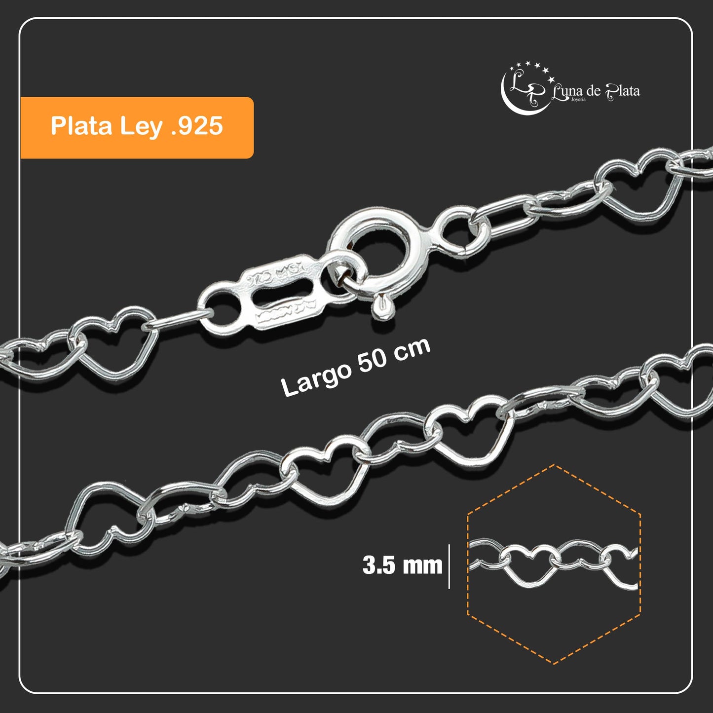 LPCU023-50 Cadena Modelo Love Silueta 3.5 Mm X 50 Cm 755749301