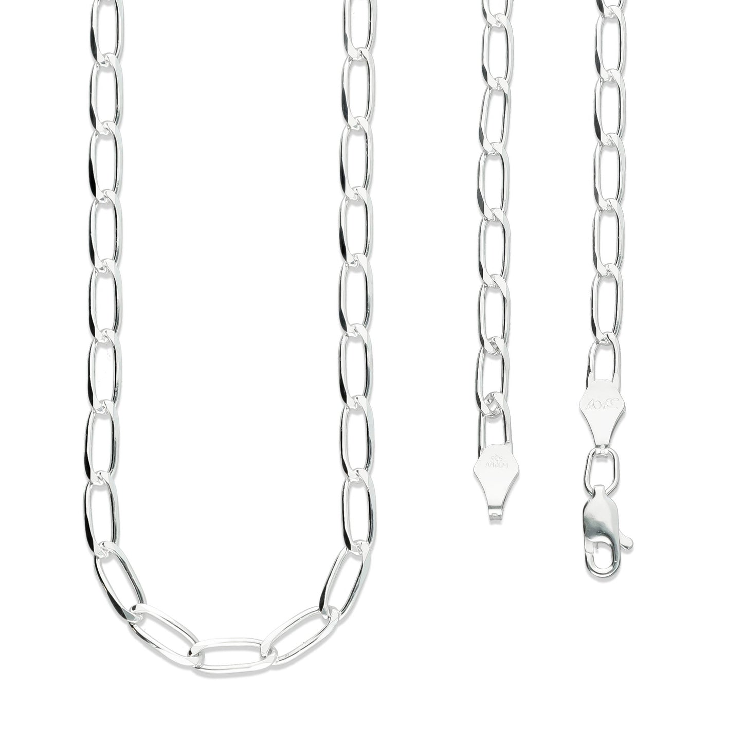 LPCU038-60 Cadena Mediana Hombre 60 Cms X 4.6 Mm Ojillo Lisa Plata 925 905277531