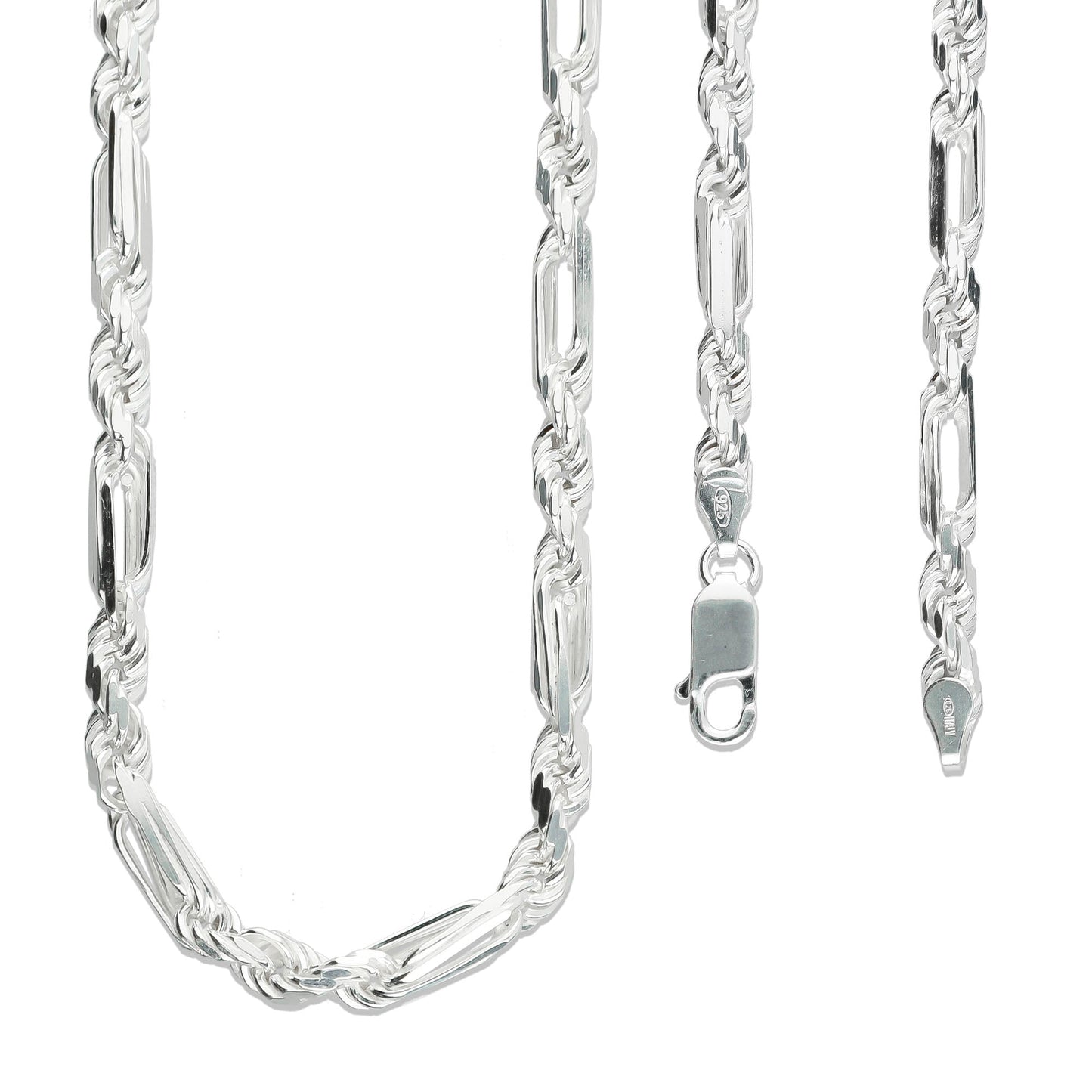 LPCU039-55 Cadena Torsal Fígaro 5 mm x 55 cm Plata .925 Taxco Gro 1812578798