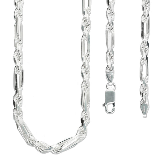 LPCU039-55 Cadena Torsal Fígaro 5 mm x 55 cm Plata .925 Taxco Gro 1812578798