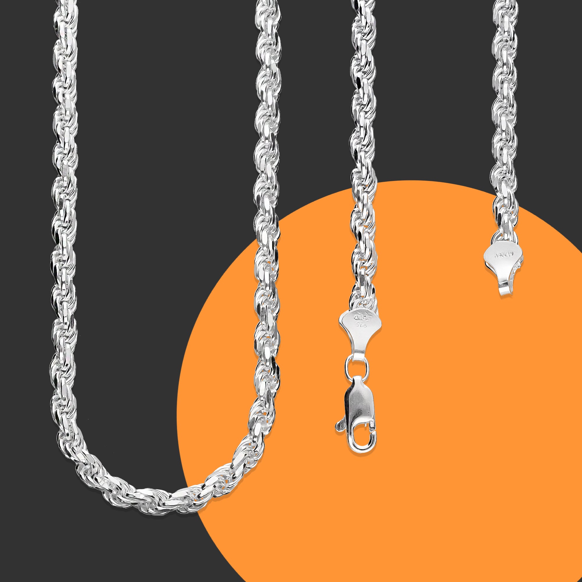 LPCU044-50 Cadena Torsal Diamantada 4 mm x 50 cm Plata .925 Taxco Gro 3076379303