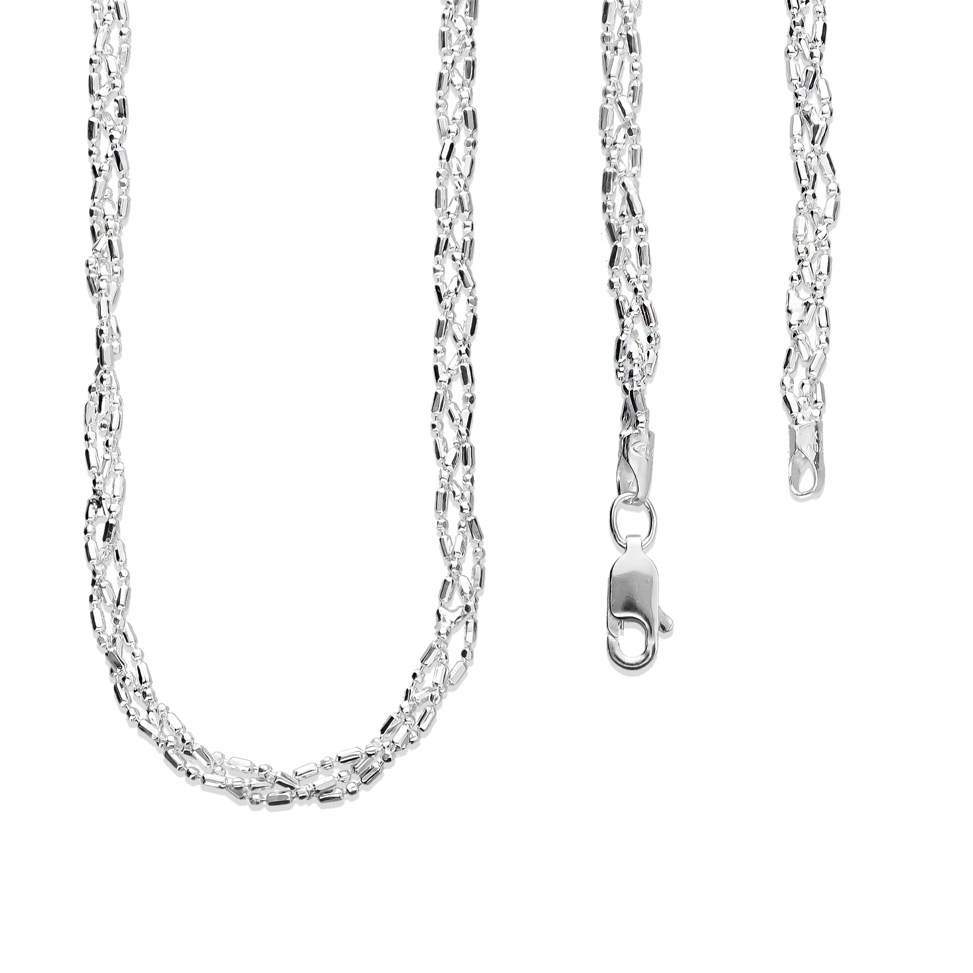 LPCU046-45 Gargantilla Collar Trenzada Popotillo Diam 45 cm Plata .925 2954586394