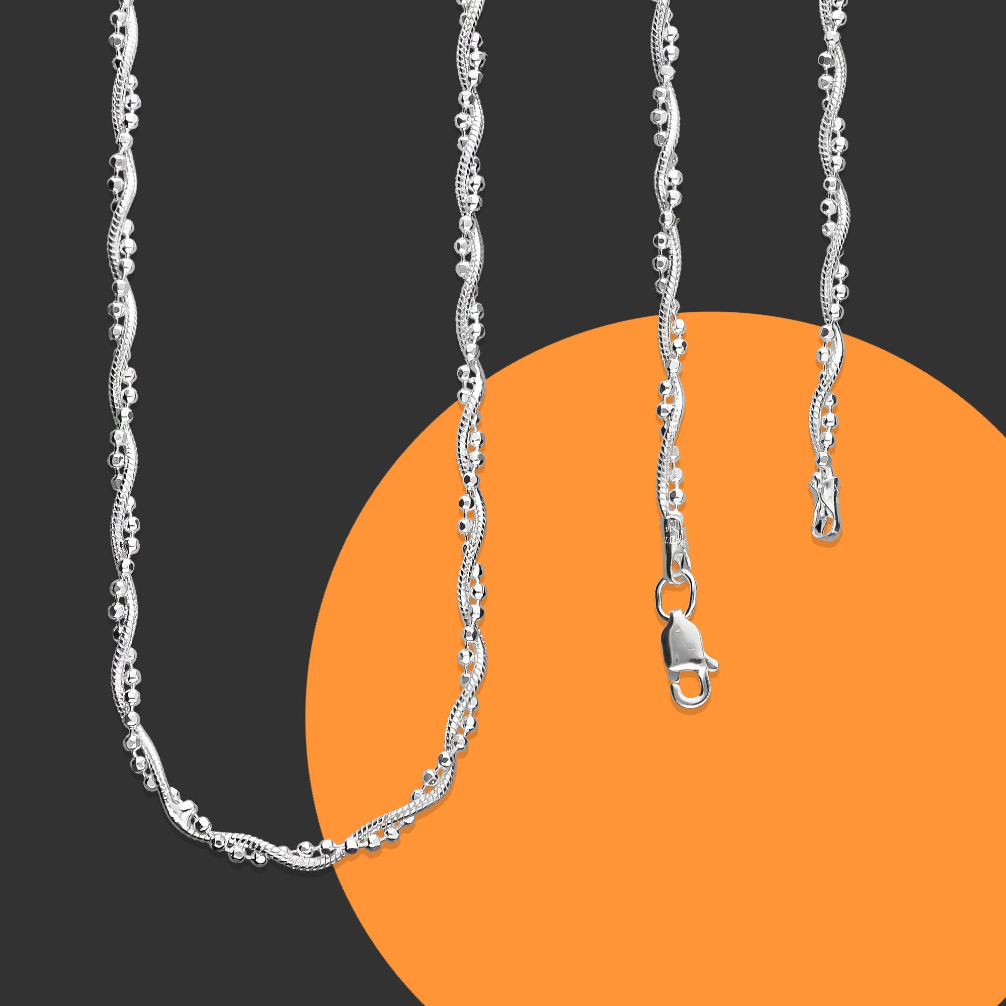 LPCU047-45 Gargantilla Collar Trenzada Cola de Rata Diam 45 cm Plata .925  2960011226