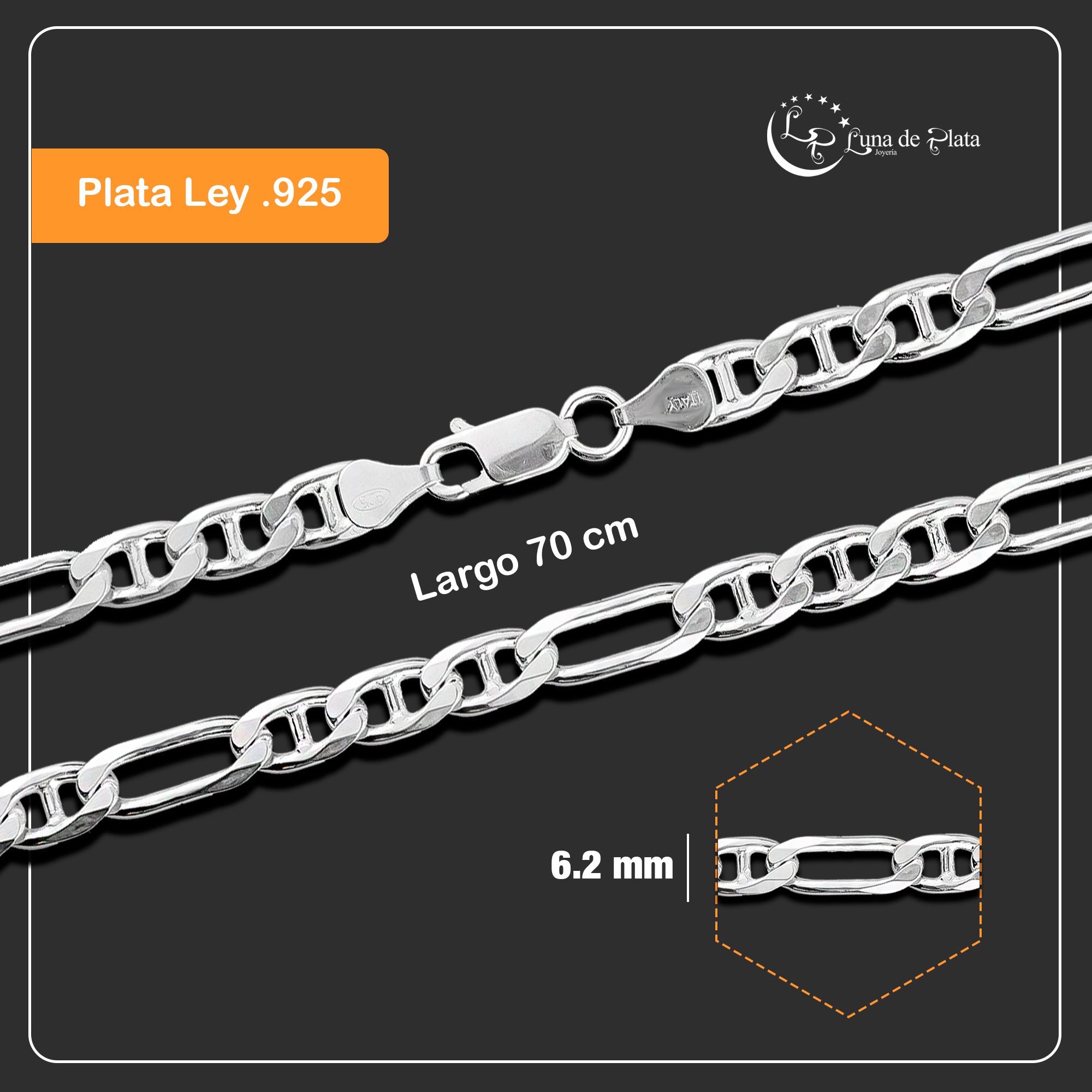 LPCU053-70 Cadena Gruesa Hombre Figaruchi 70 Cms X 6.2 mm Lisa  2073304763