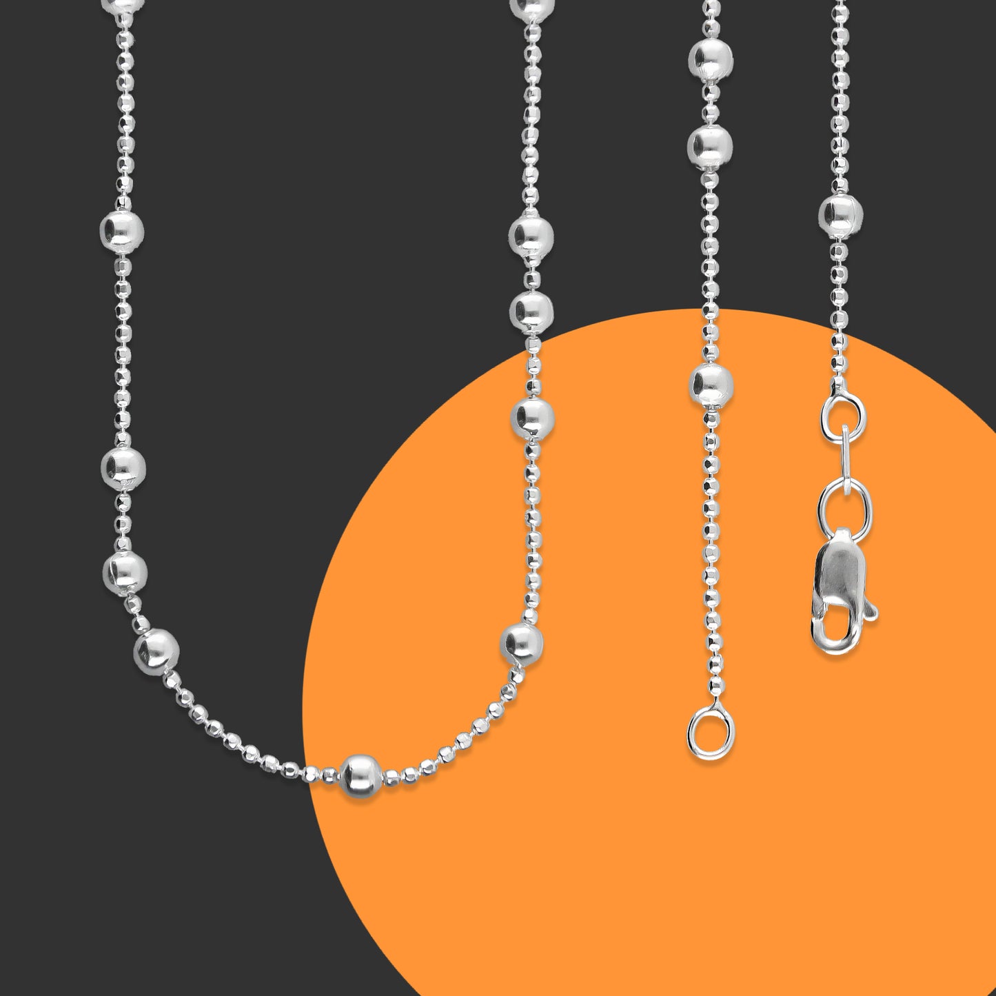 LPCU059-45 Cadena Viviana Bolitas 3x1 45 cm Plata .925 Taxco 2145381209