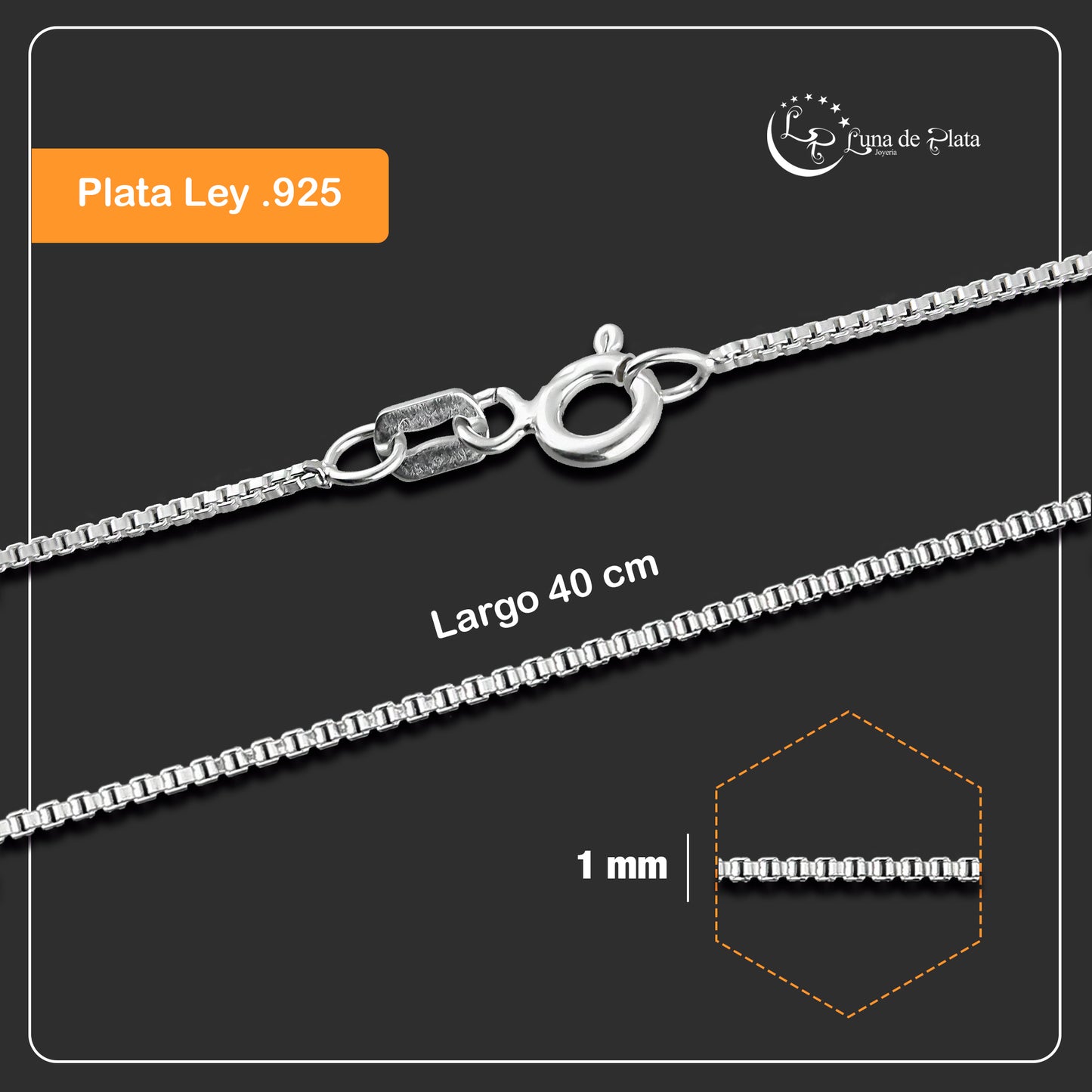 LPCU060-40 Cadena Veneciana 1 mm x 40 cm Plata .925 Taxco 3396486438