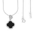 LPCU065 Gargantilla Cadena 1 Trébol Negro con Mini 45 cm en Plata .925 Taxco
