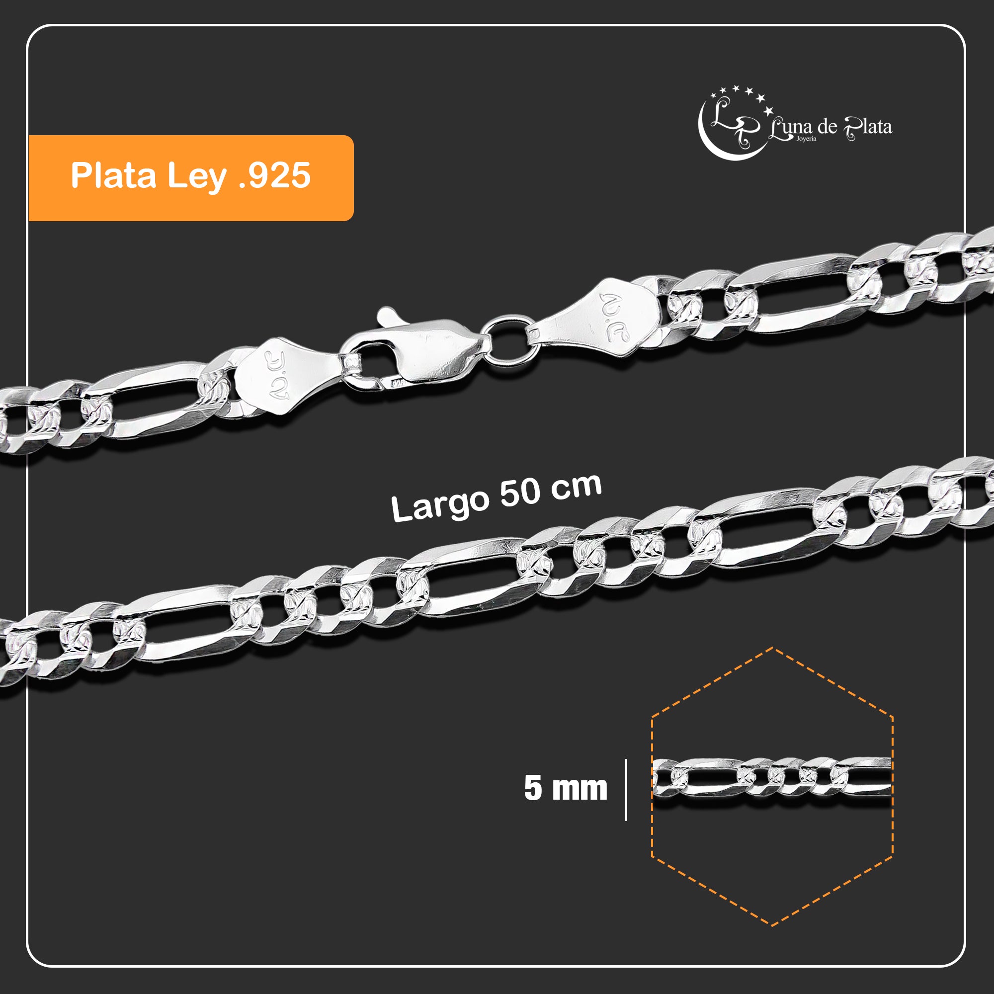 LPCU069-50 Cadena Cubana Americana 3*1 5 mm x 50 cm en Plata .925 MLM5107524614
