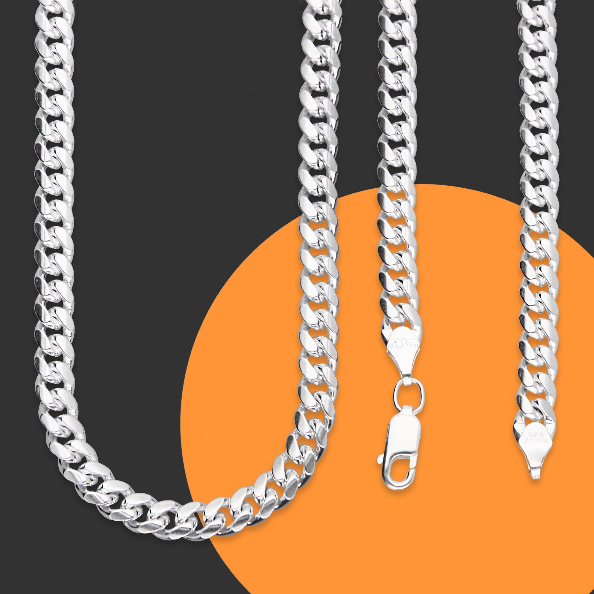 LPCU071-55 Cadena Cuba Lisa 5 mm x 55 cm en Plata .925 MLM5107488382