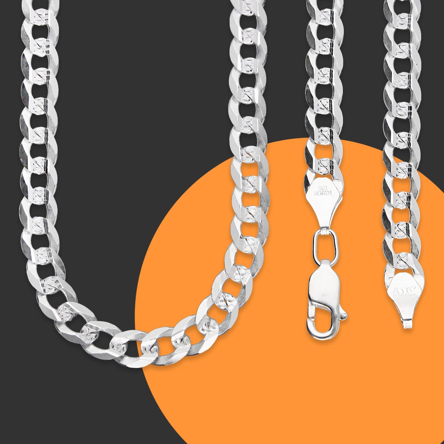 LPCU072-70 Cadena Cubana Americana 6 mm x 70 cm en Plata .925 MLM2834158135