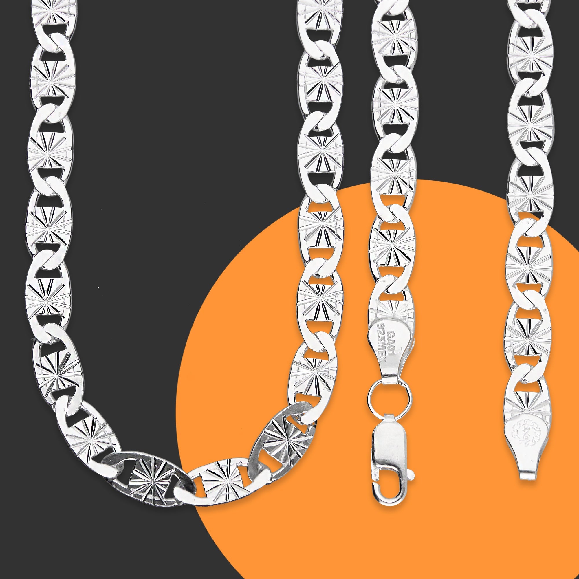 LPCU073-60 Cadena Gussi Estrella 6 mm x 60 cm en Plata .925 MLM5107468524