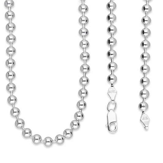 LPCU074-70 Cadena Bolitas Lisas 4 mm x 70 cm en Plata .925 MLM5107468534