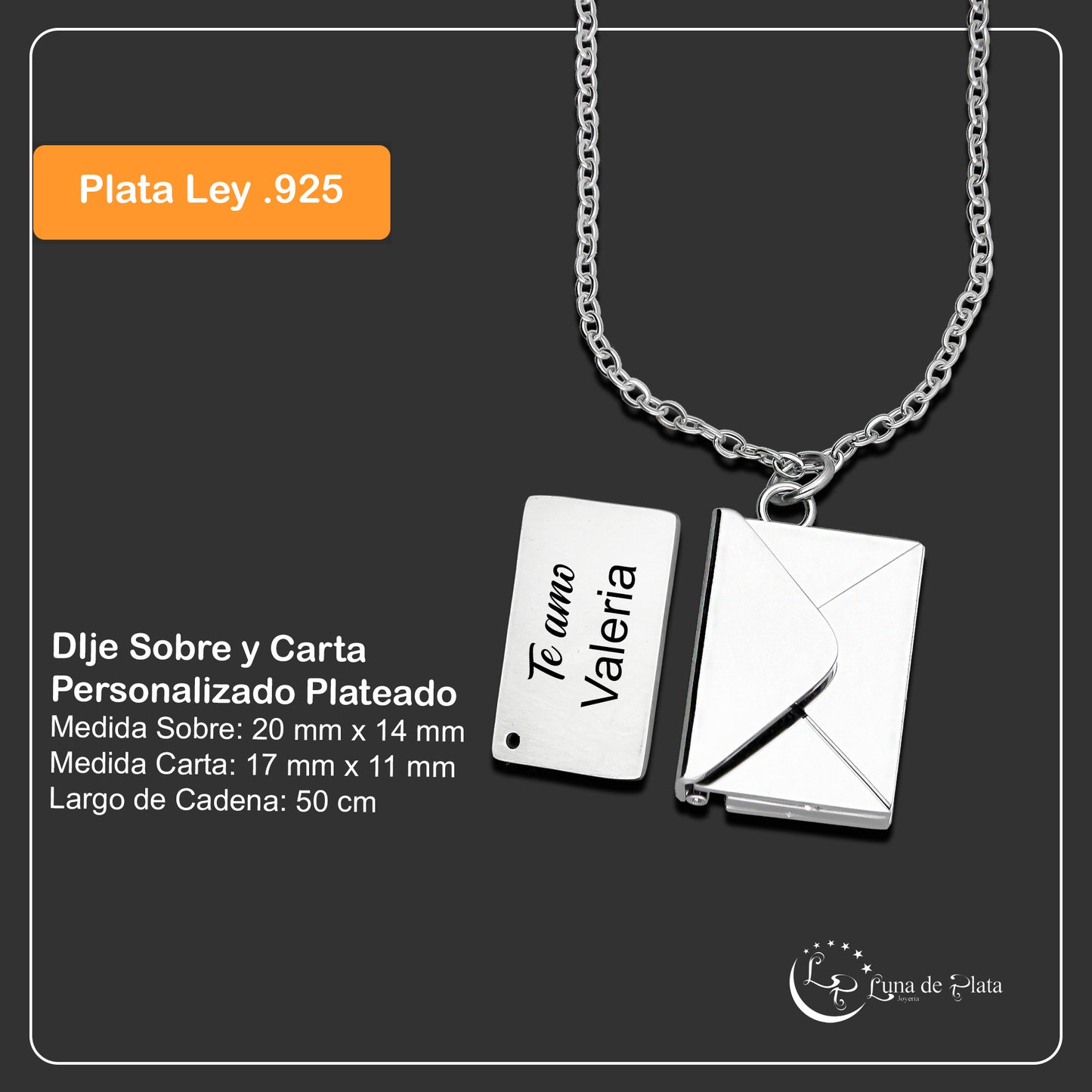 LPCUAC003 DIje Sobre y Carta Personalizado Plateado Acero Inox 3488569574