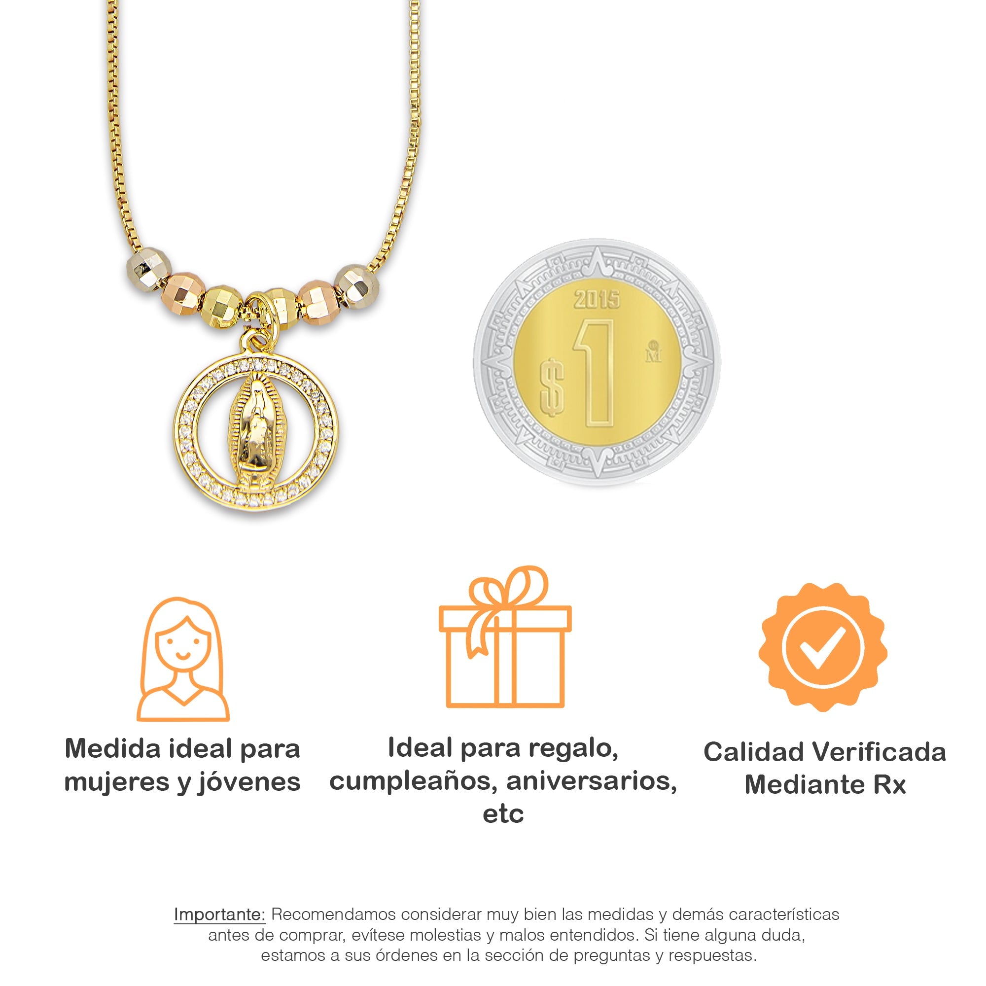 LPCUAC013 Gargantilla Oro Laminado Medalla Virgen con Zirconias 5356384968