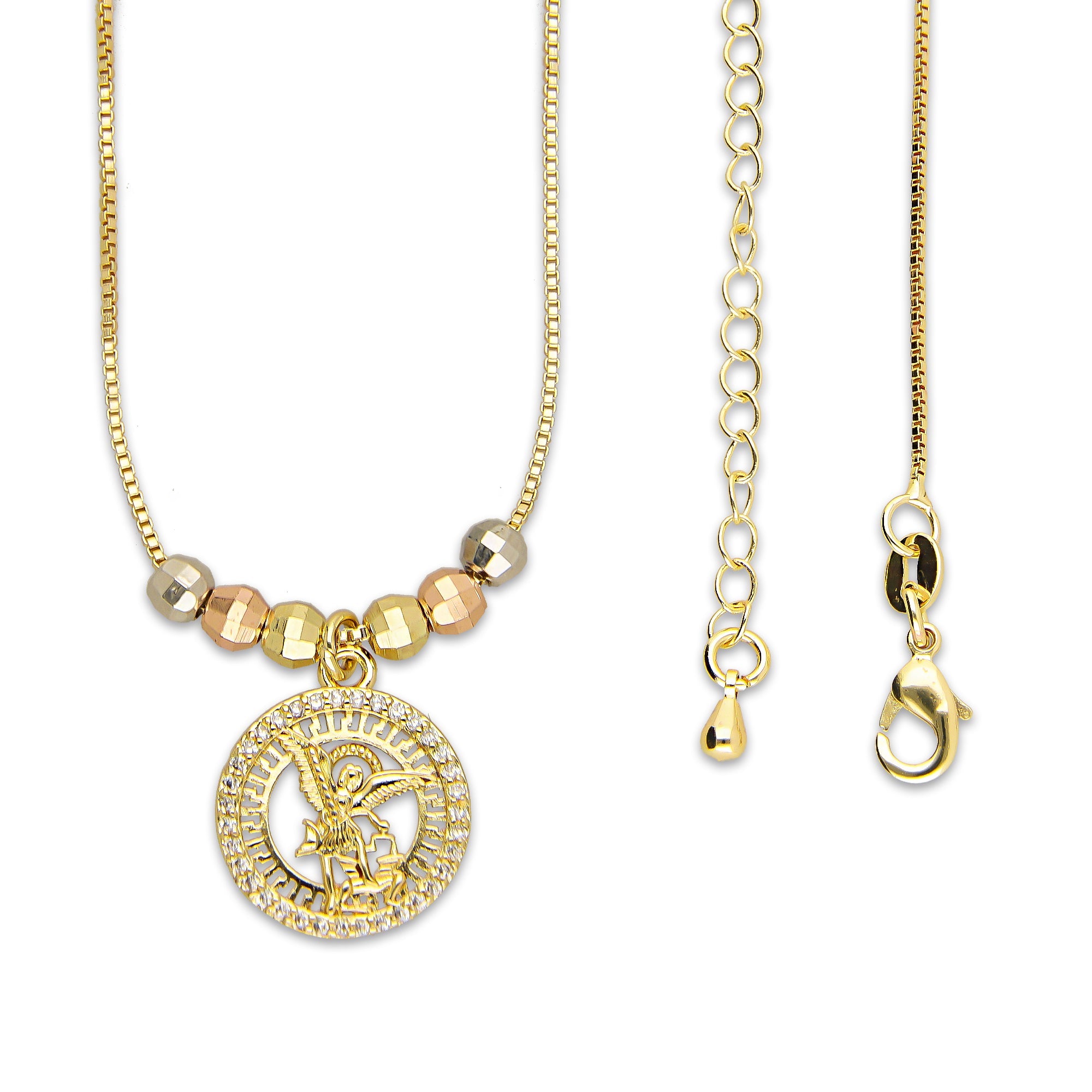 LPCUAC014 Gargantilla Oro Laminado Medalla Arcangel San Miguel con Zirconias 5356460120