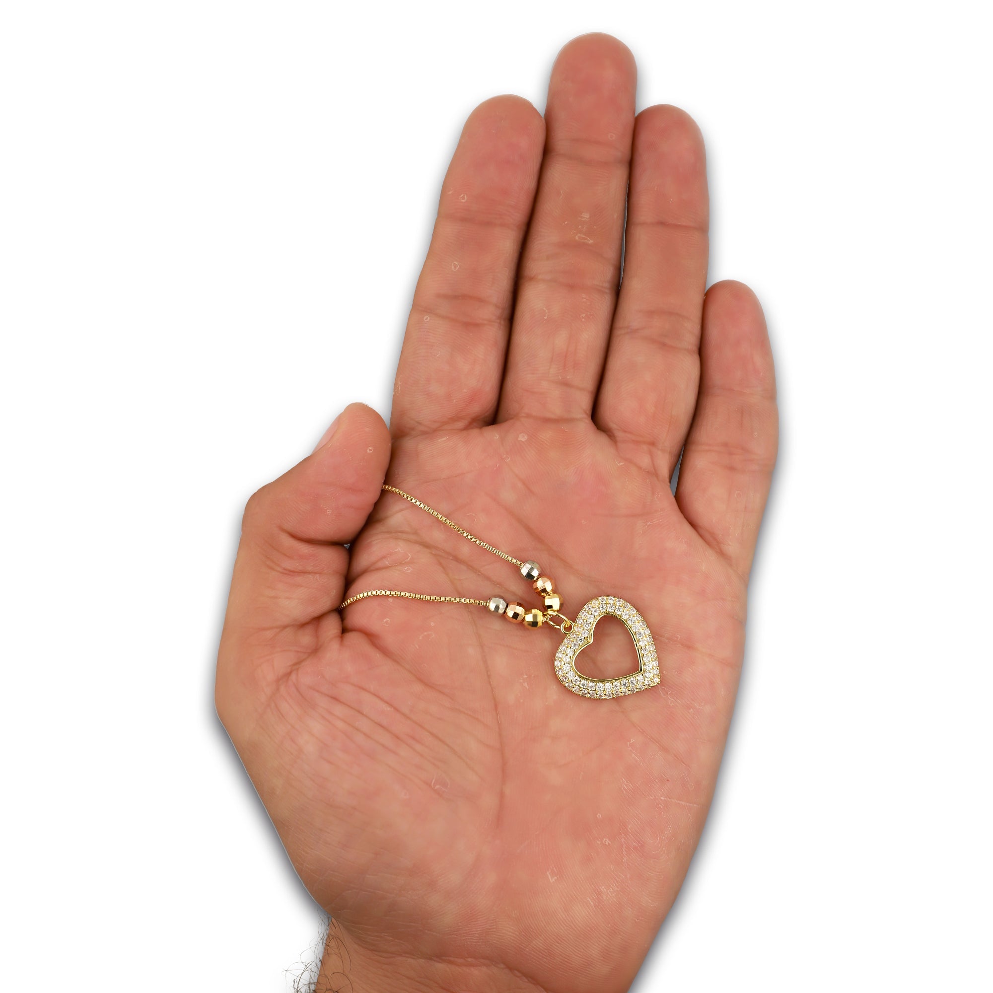 LPCUAC015 Gargantilla Oro Laminado Corazón Calado con Zirconias 5356384970