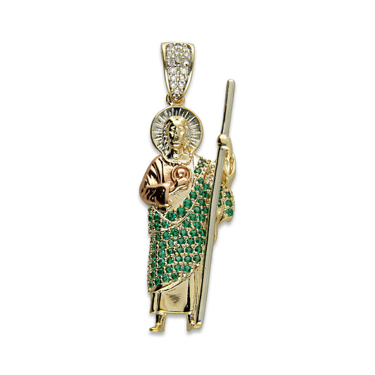 LPDG009 Dije San Judas con Zirconias Premium Verde Oro Laminado 18 K  3344033234