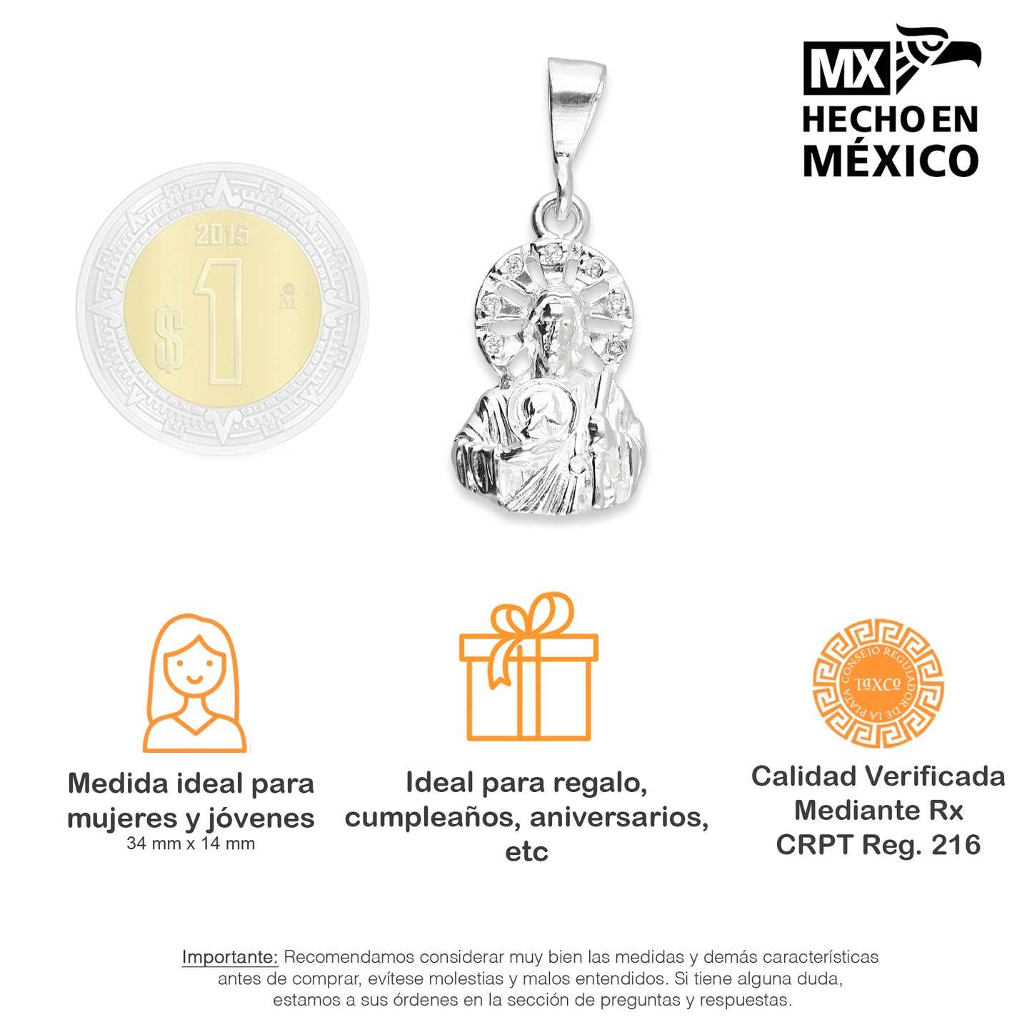 LPDJ025 Dije Mod San Judas Busto Chico De Plata .925 Taxco Gro MLM893356768