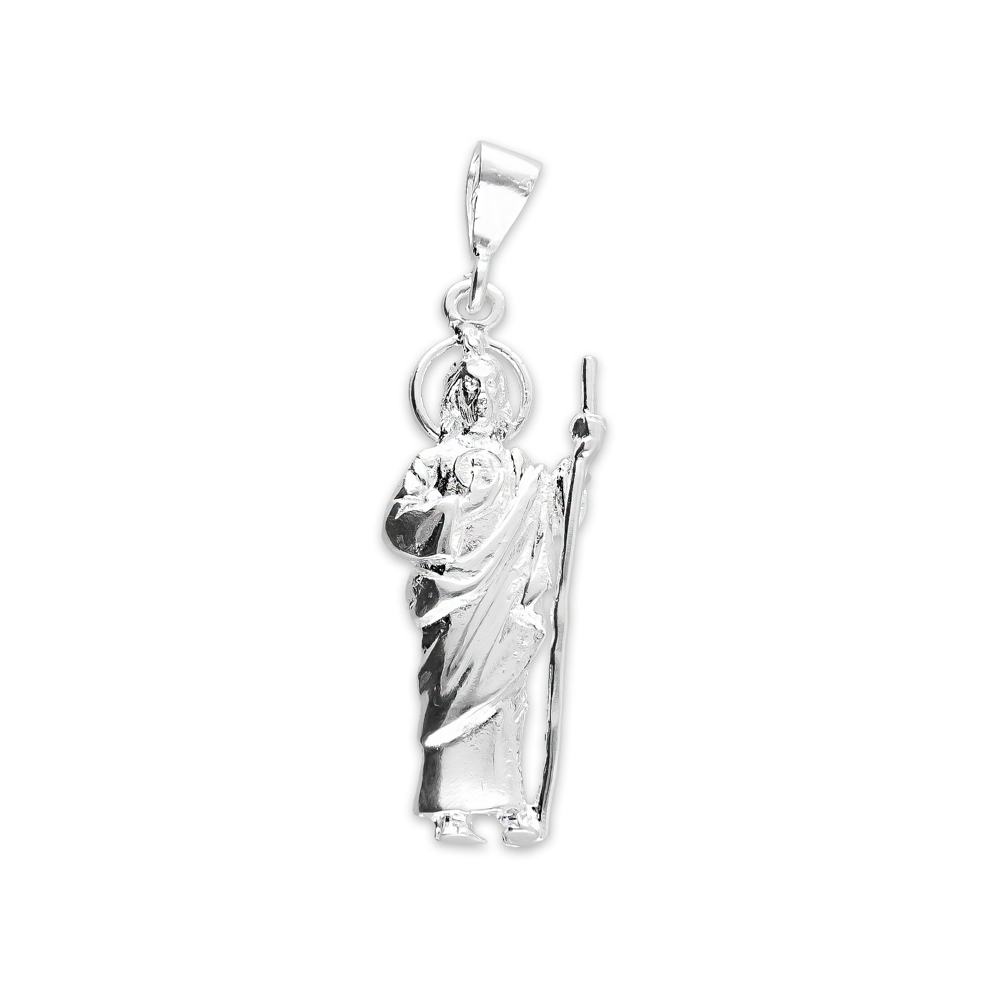 LPDJ028 Dije San Judas Laser En Plata .925 Con Zirconia Taxco Gro MLM843529816