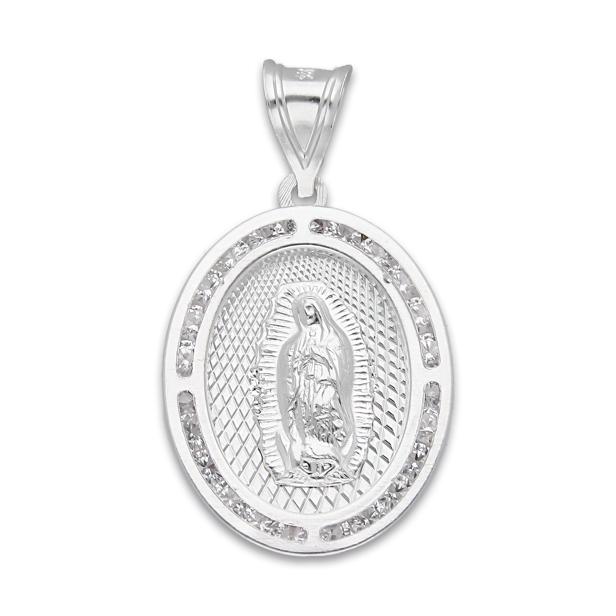 LPDJ048 Medalla Virgen Bisel DeLG Gde En Plata .925 Con Zirconia 814875458