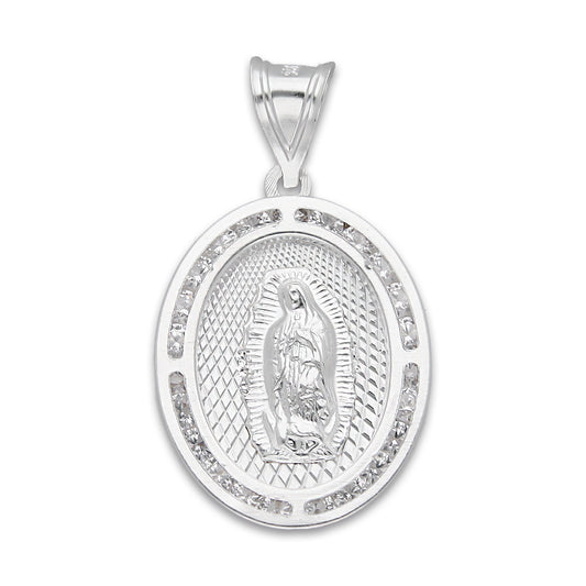 LPDJ048 Medalla Virgen Bisel DeLG Gde En Plata .925 Con Zirconia 814875458