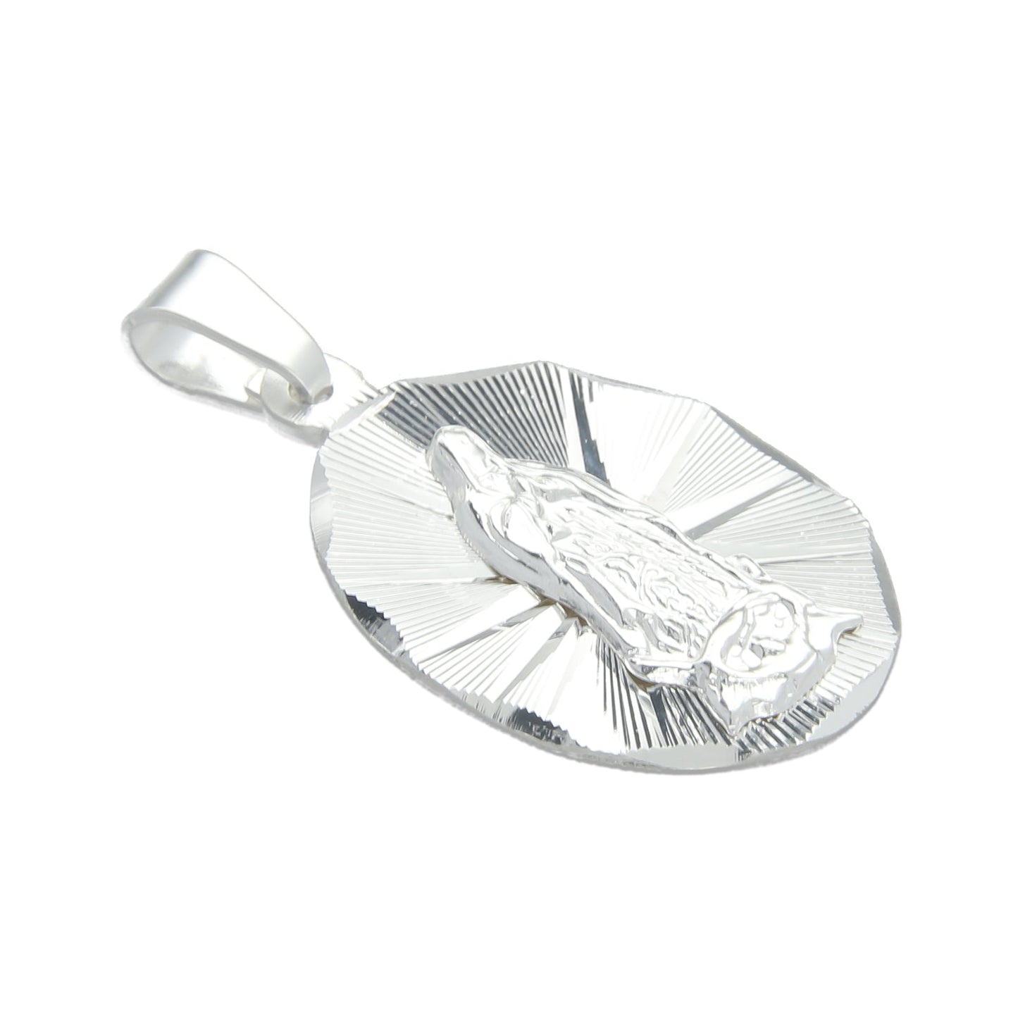 LPDJ049 Medalla Virgen Oval Bisel Diamantada En Plata .925 814869133