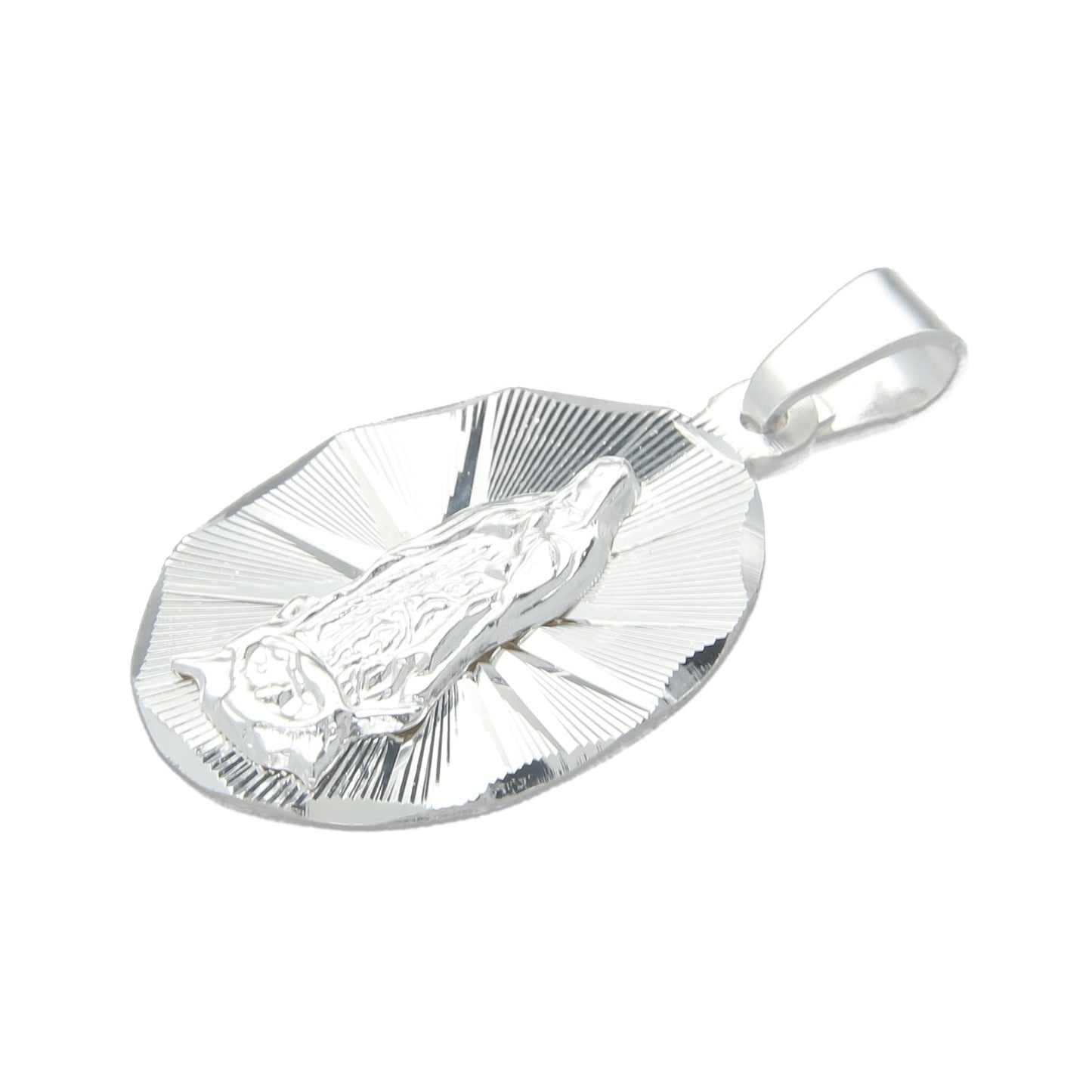 LPDJ049 Medalla Virgen Oval Bisel Diamantada En Plata .925 814869133