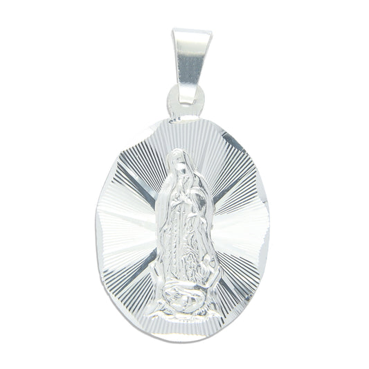 LPDJ049 Medalla Virgen Oval Bisel Diamantada En Plata .925 814869133
