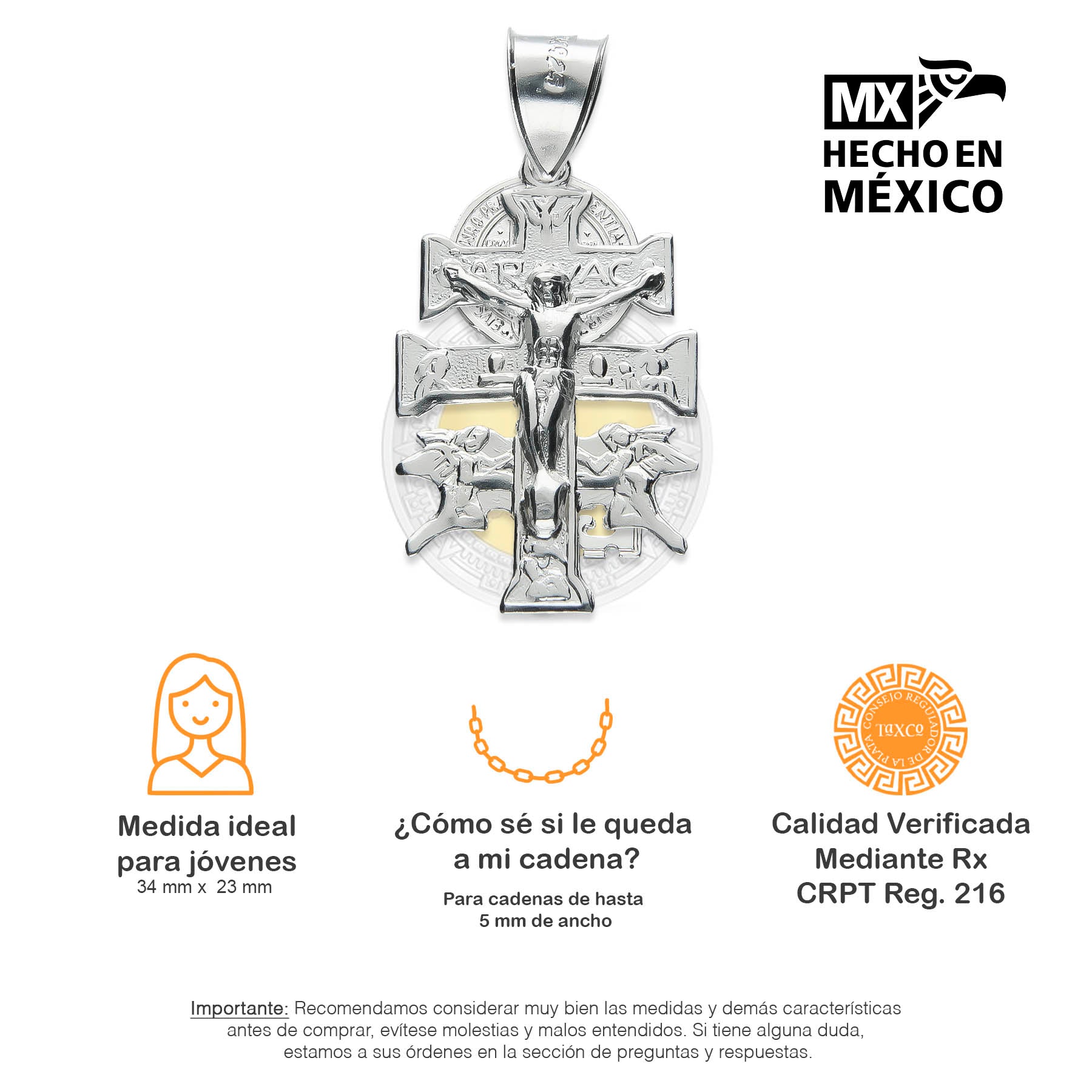 LPDJ058 Dije Cruz De Caravaca Slim En Plata .925 Taxco Gro 844769745