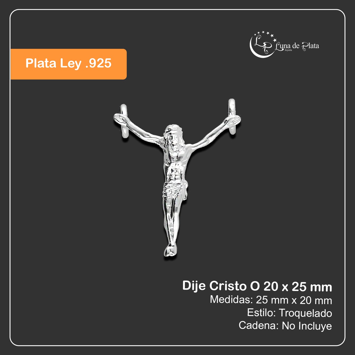 LPDJ082 Dije Cristo O 20 x 25 mm Plata Ley .925 Taxco Gro 1368373981