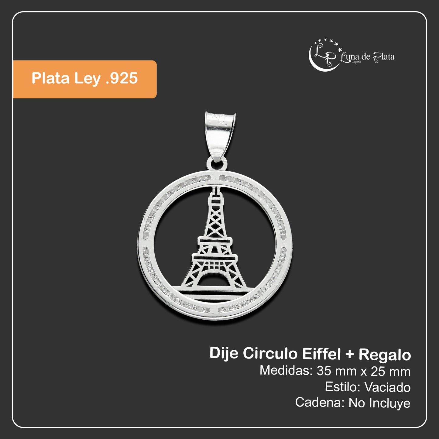 LPDJ088 Dije Circulo Eiffel + Regalo Plata .925 Taxco Gro 1380491796