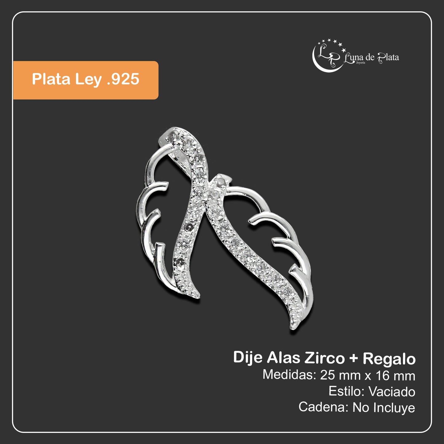 LPDJ089 Dije Alas Zirco + Regalo Plata .925 Taxco Gro 1380498155