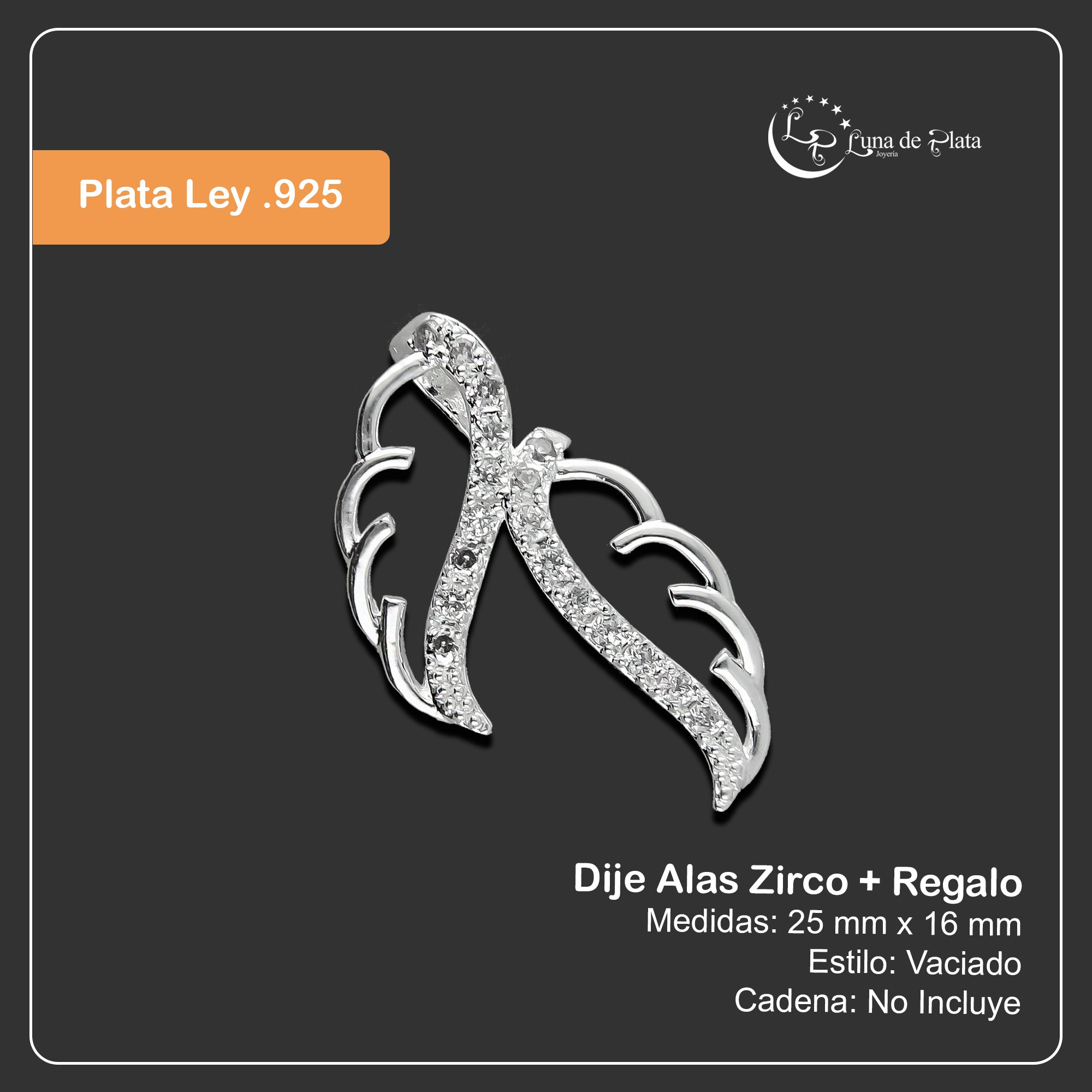 LPDJ089 Dije Alas Zirco + Regalo Plata .925 Taxco Gro 1380498155