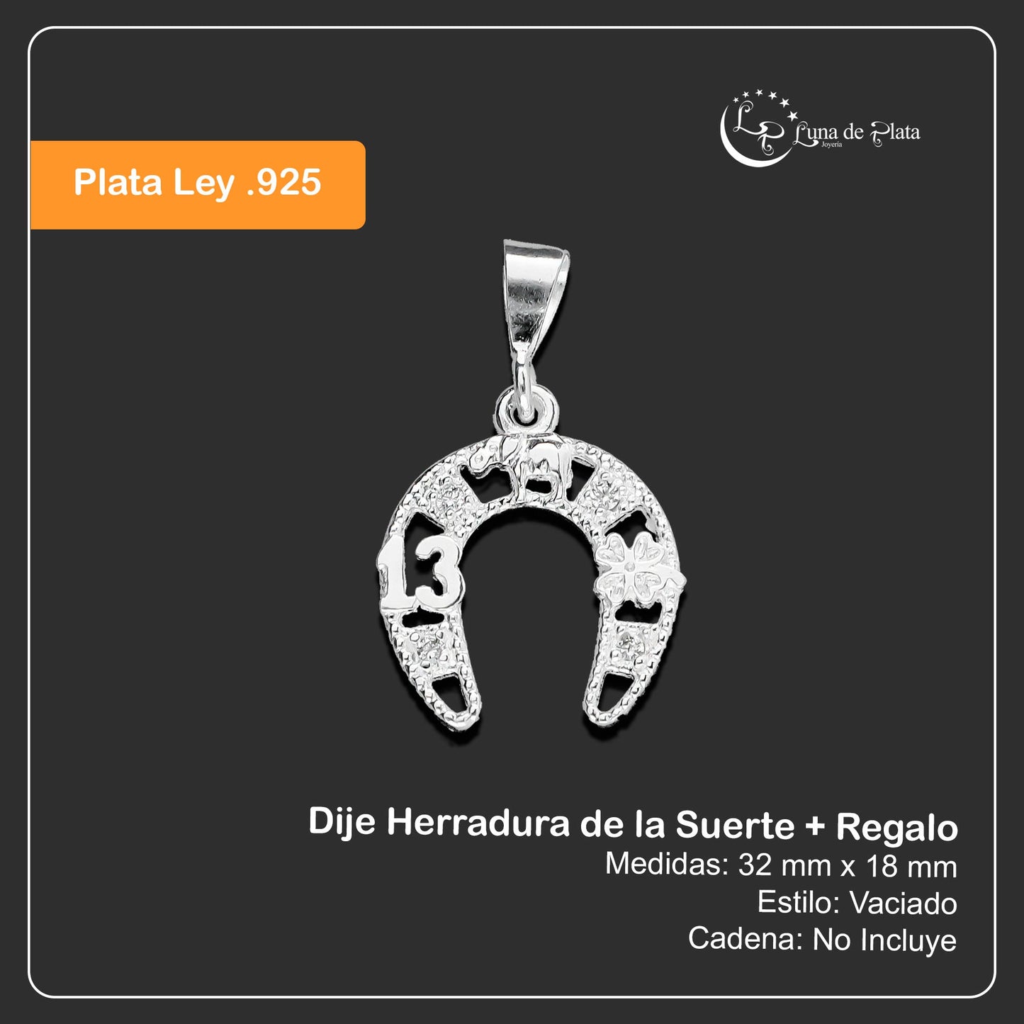 LPDJ092 Dije Herradura de la Suerte + Regalo Plata .925 Taxco Gro 1384179936