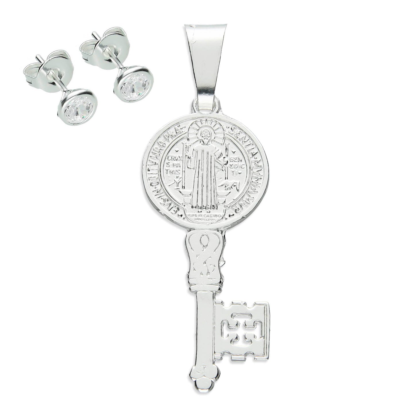 LPDJ102 Dije Llave San Benito 3.6 cm x 1.2 cm + Regalo Plata .925 Taxco Gro 1386422002