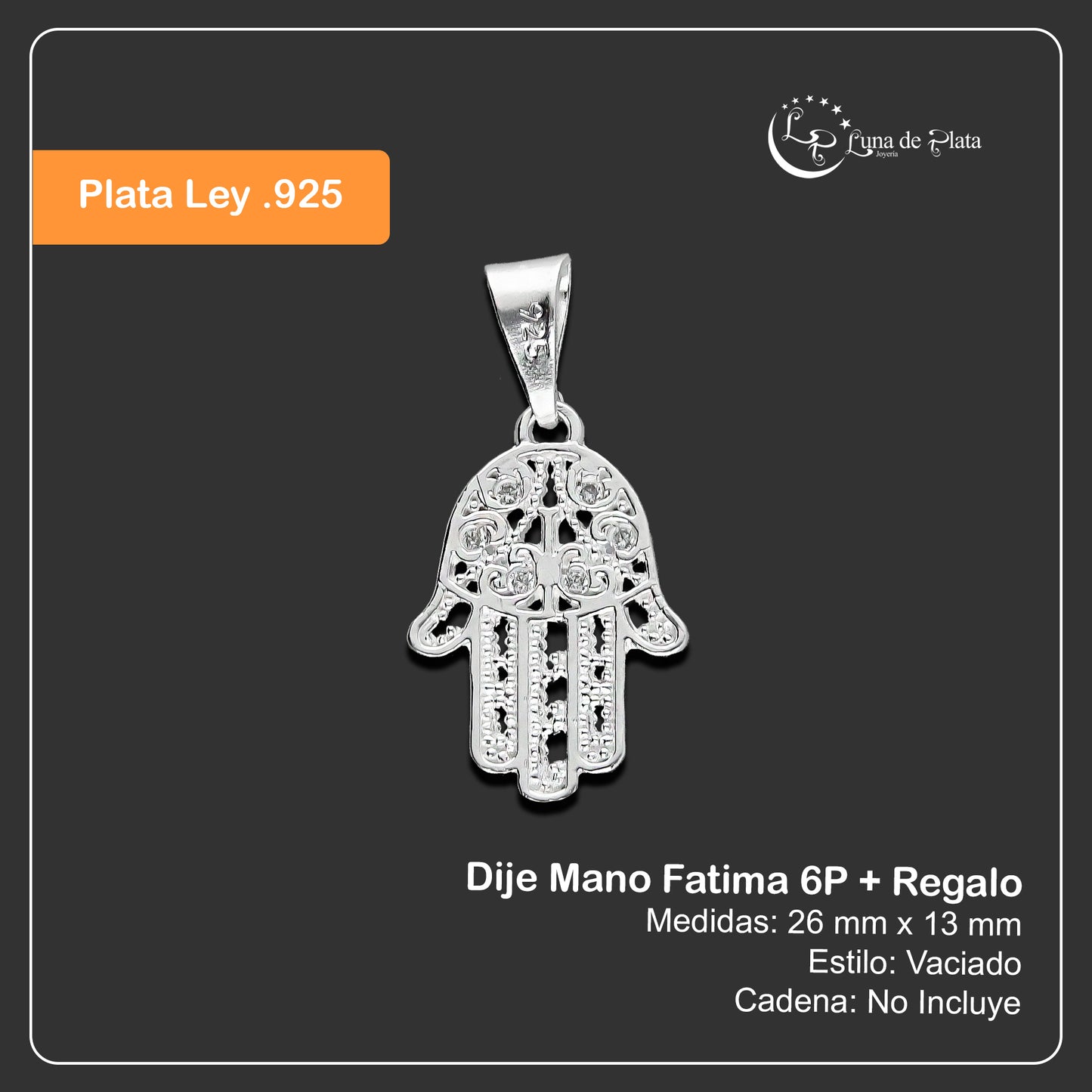 LPDJ106 Dije Mano Fátima 6P + Regalo Plata .925 Taxco Gro 1388580532