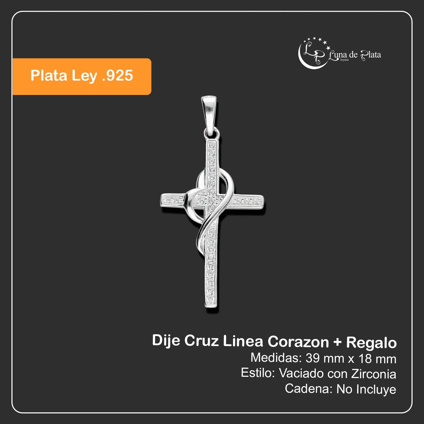 LPDJ123 Dije Cruz Linea Corazón + Regalo Plata .925 Taxco Gro 1409630311