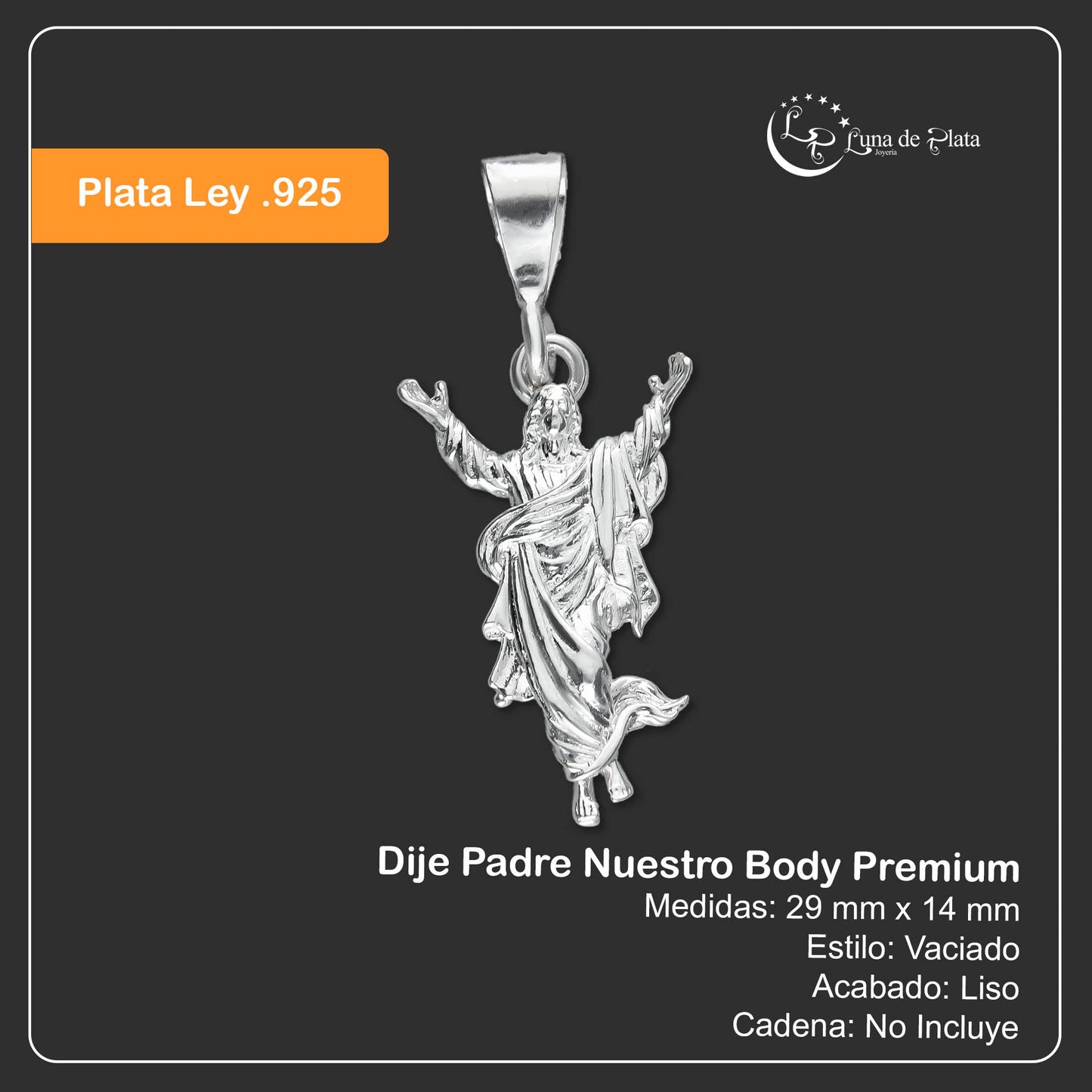 LPDJ189 Dije Padre Nuestro Body Premium en Plata .925 2577144528