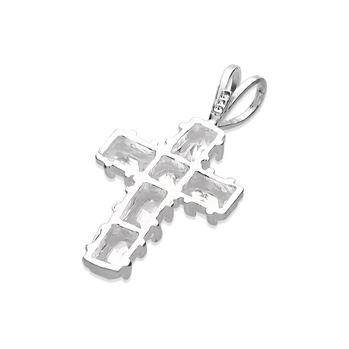 LPDJ223 Dije Cruz Zirconia Rectangular en Plata .925 Taxco Gro 2965139780