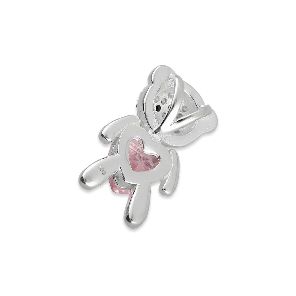 LPDJ244 Dije Oso Corazón Rosa con Zirconia en Plata .925 Taxco Gro 2089555391