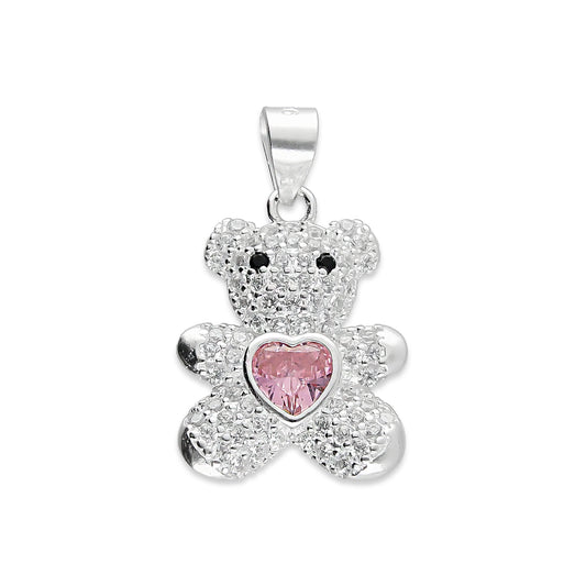 LPDJ245 Dije Oso Pavé Corazón Rosa Zirconia en Plata .925 Taxco Gro 2089634521