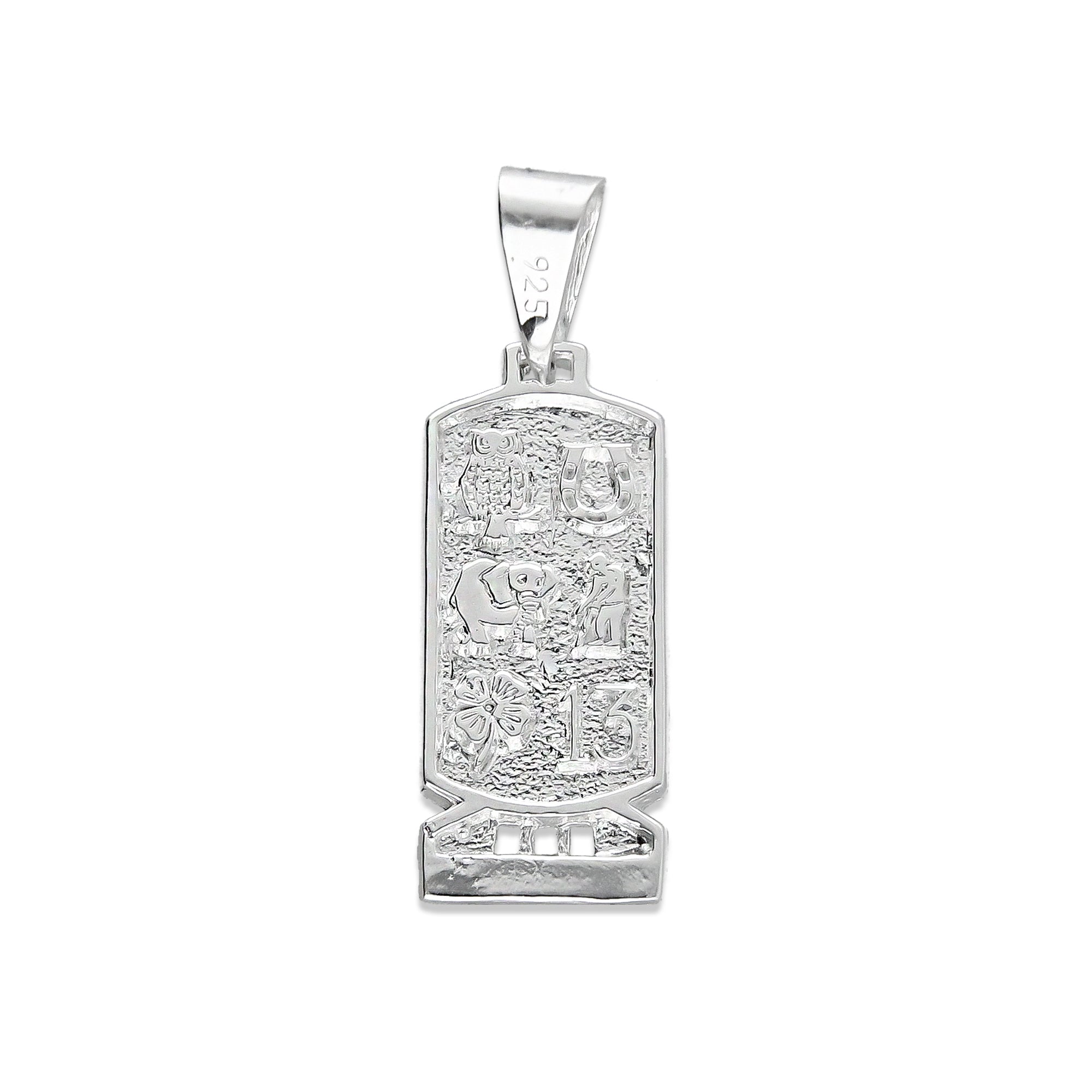 LPDJ246 Dije Rectángulo de la Suerte en Plata .925 Taxco Gro 2094839193